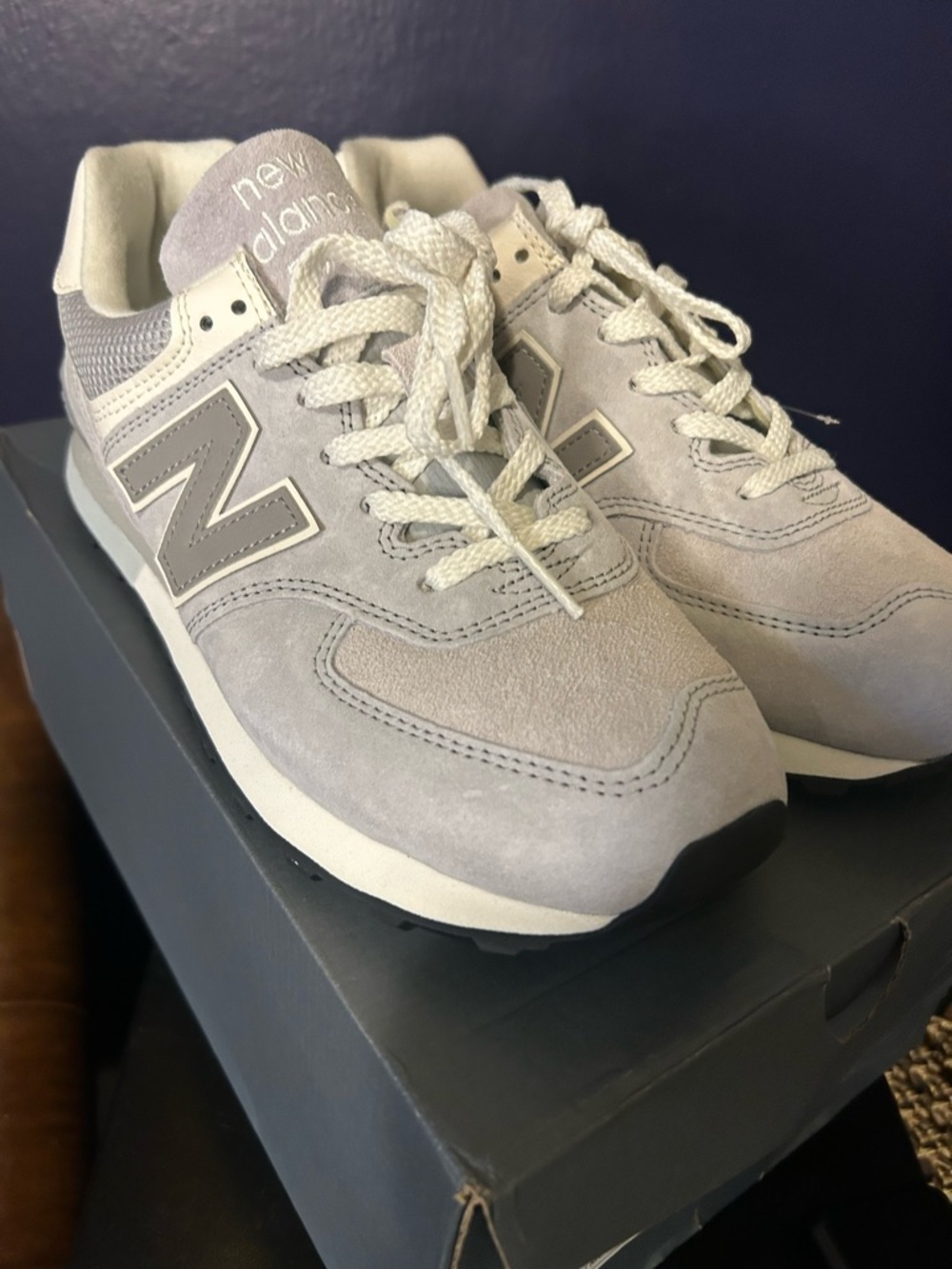 New Balance Light Grey Suede Casual Sneakers